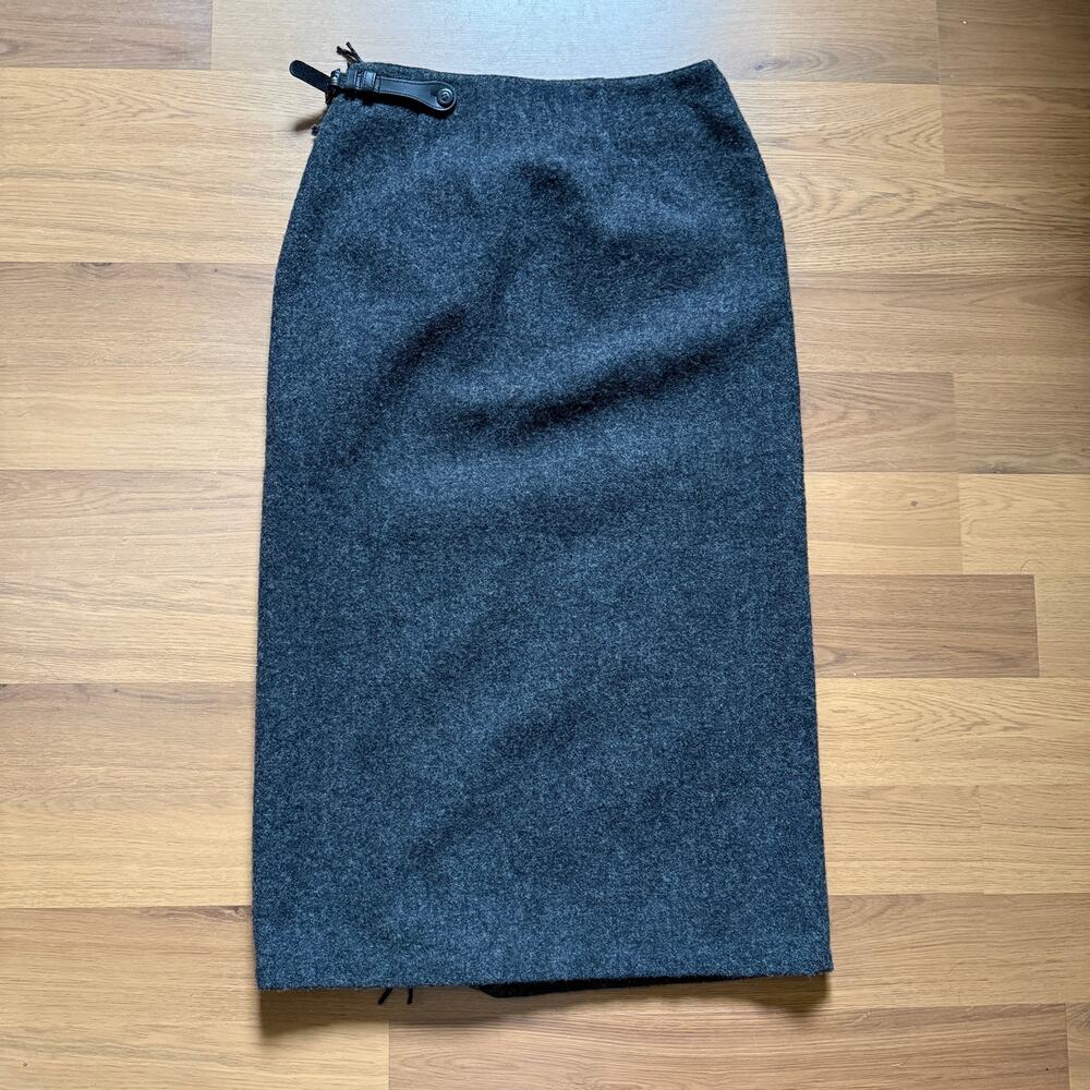 NWT Women's Vintage Eddie Bauer Gray Black Wool Belted Wrap Around Skirt Sz 6 - Picture 7 of 10